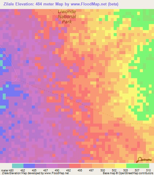 Zilale,Malawi Elevation Map