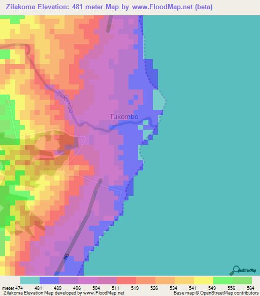 Zilakoma,Malawi Elevation Map
