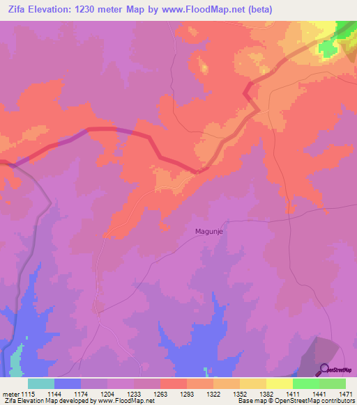 Zifa,Malawi Elevation Map