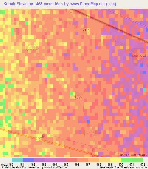 Kurtak,Syria Elevation Map