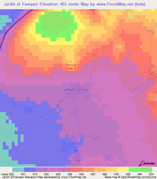 Jarikh al Fawqani,Syria Elevation Map