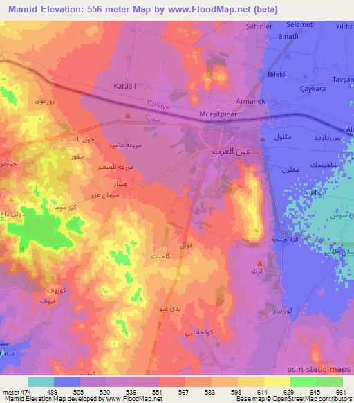 Mamid,Syria Elevation Map