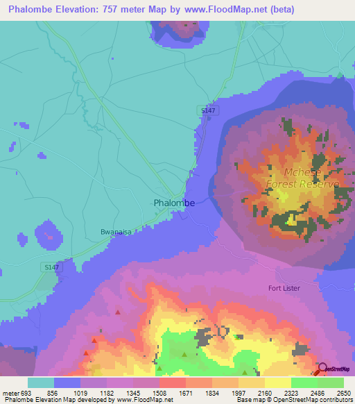 Phalombe,Malawi Elevation Map