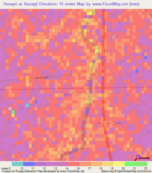 Husayn ar Ruzayji,Iraq Elevation Map