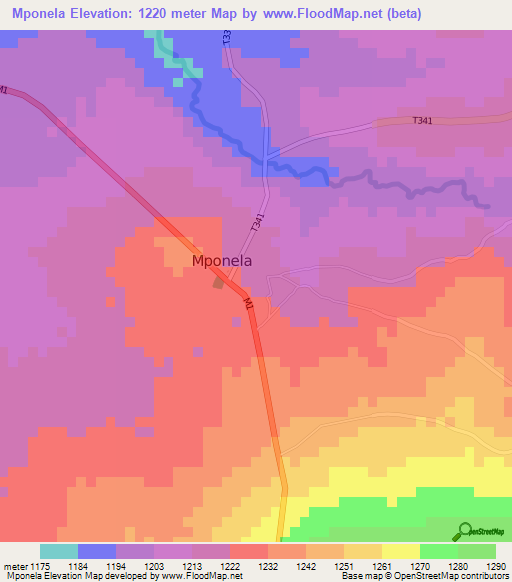 Mponela,Malawi Elevation Map
