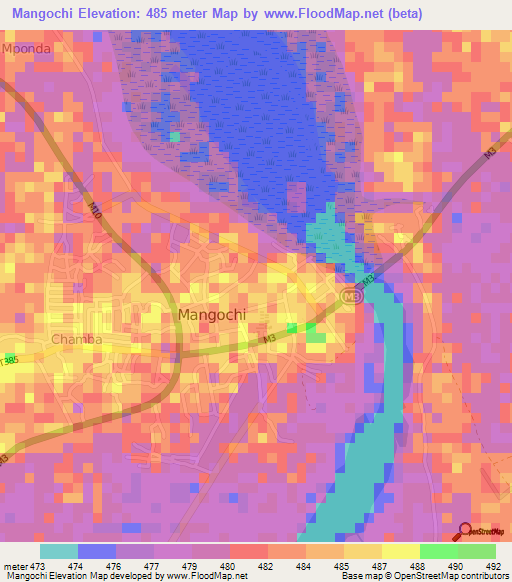 Mangochi,Malawi Elevation Map