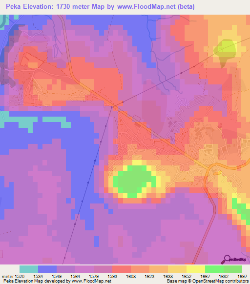 Peka,Lesotho Elevation Map