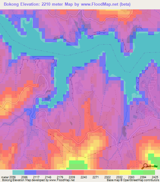 Bokong,Lesotho Elevation Map