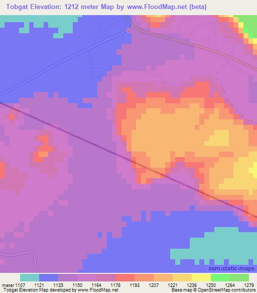 Tobgat,Botswana Elevation Map