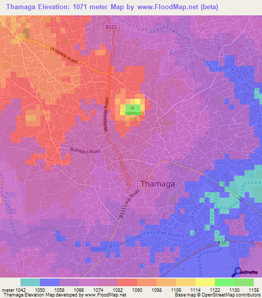 Thamaga,Botswana Elevation Map