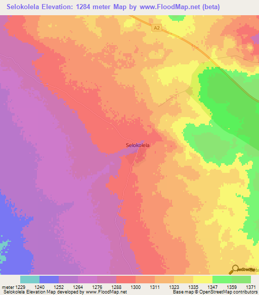 Selokolela,Botswana Elevation Map