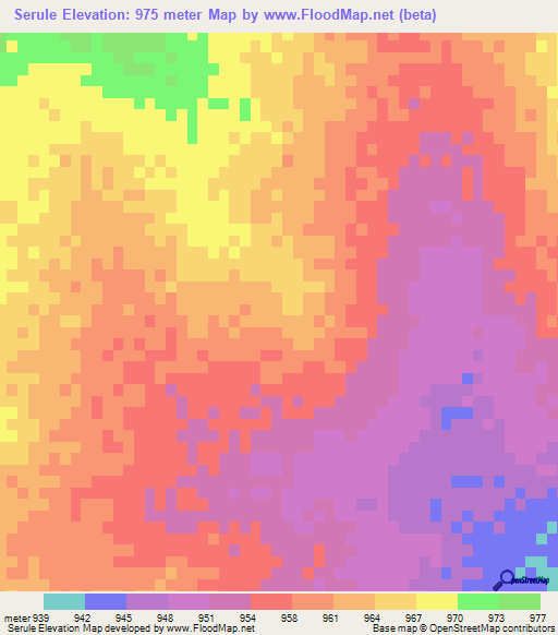 Serule,Botswana Elevation Map