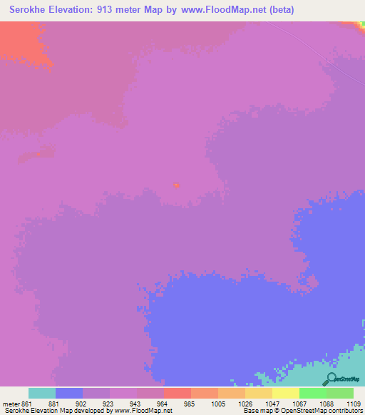 Serokhe,Botswana Elevation Map