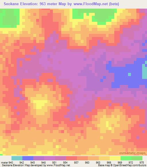 Seokane,Botswana Elevation Map