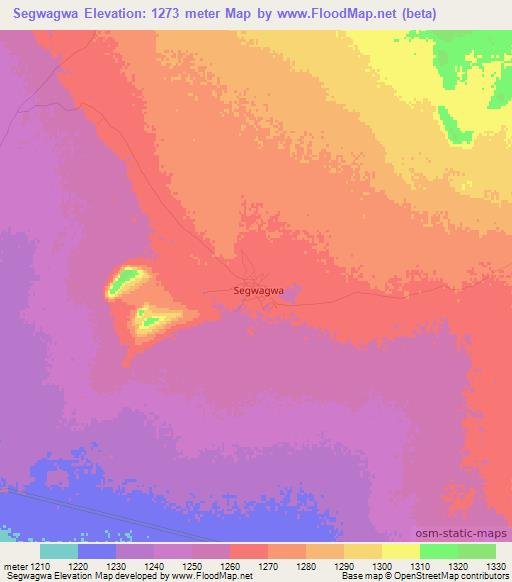 Segwagwa,Botswana Elevation Map