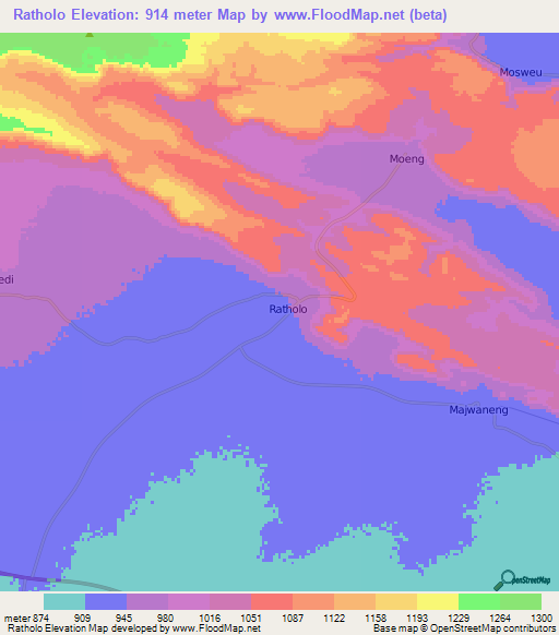 Ratholo,Botswana Elevation Map