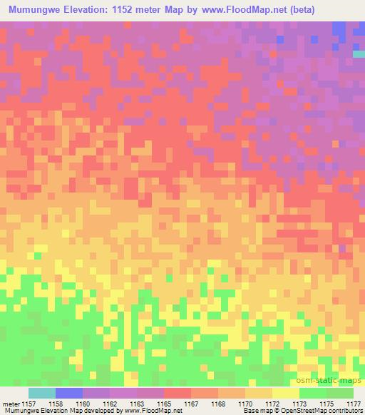 Mumungwe,Botswana Elevation Map