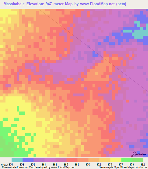 Masokabale,Botswana Elevation Map