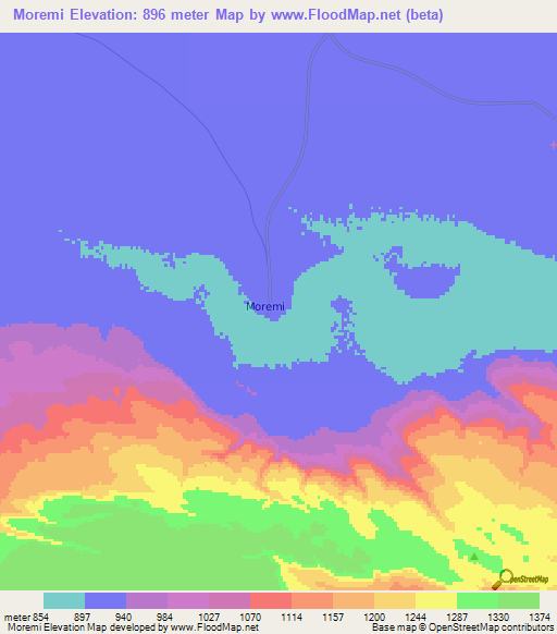 Moremi,Botswana Elevation Map