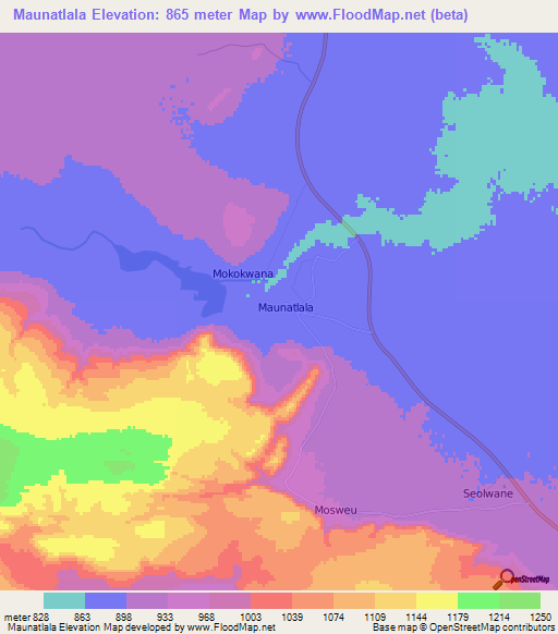 Maunatlala,Botswana Elevation Map