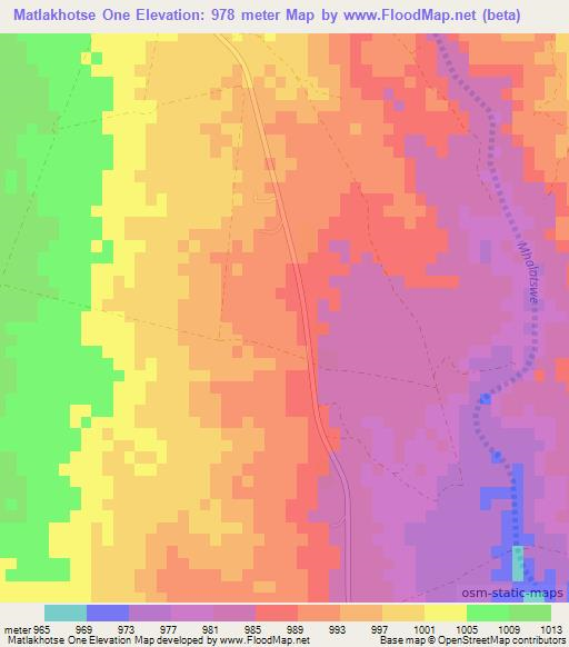 Matlakhotse One,Botswana Elevation Map