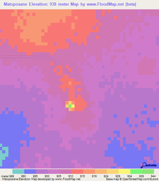 Matoposane,Botswana Elevation Map