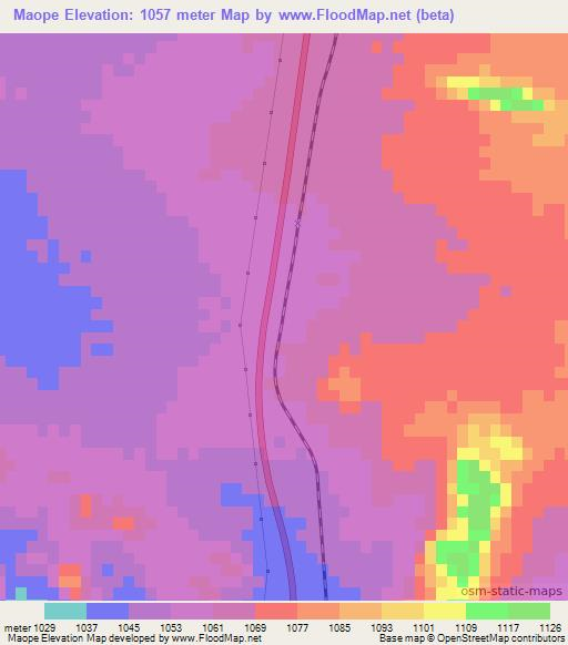 Maope,Botswana Elevation Map