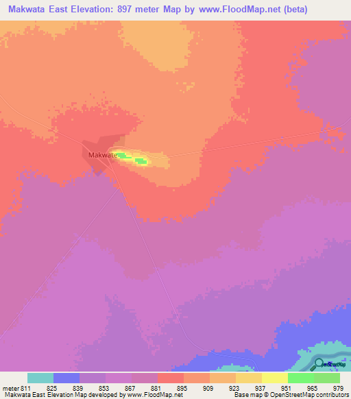 Makwata East,Botswana Elevation Map