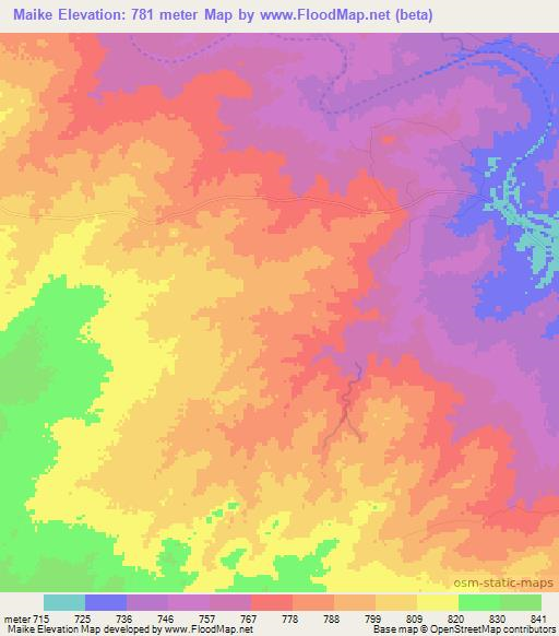 Maike,Botswana Elevation Map