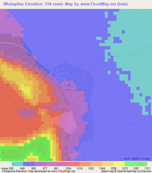 Mhalapitsa,Botswana Elevation Map