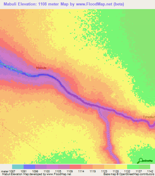 Mabuli,Botswana Elevation Map