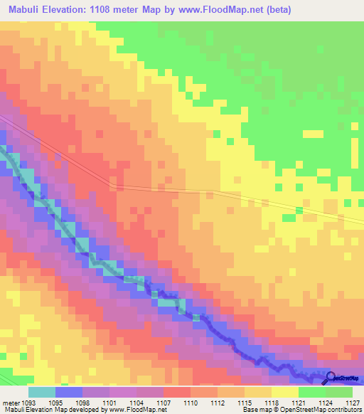 Mabuli,Botswana Elevation Map