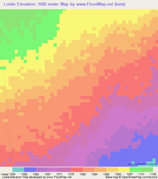 Lolale,Botswana Elevation Map