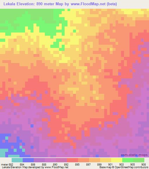 Lekala,Botswana Elevation Map