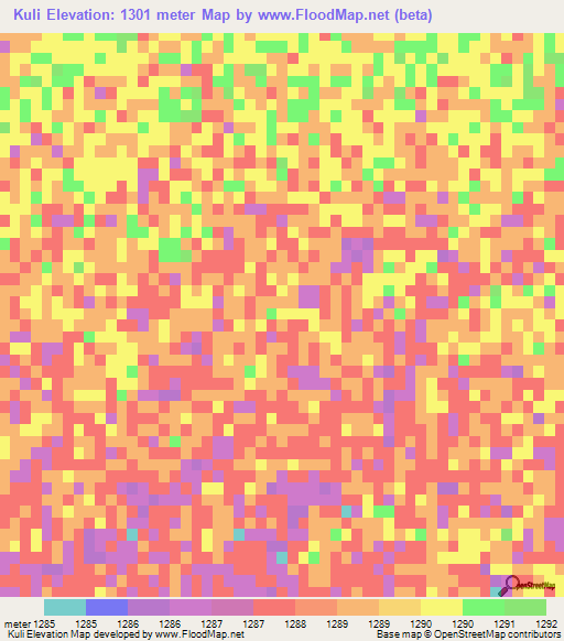 Kuli,Botswana Elevation Map