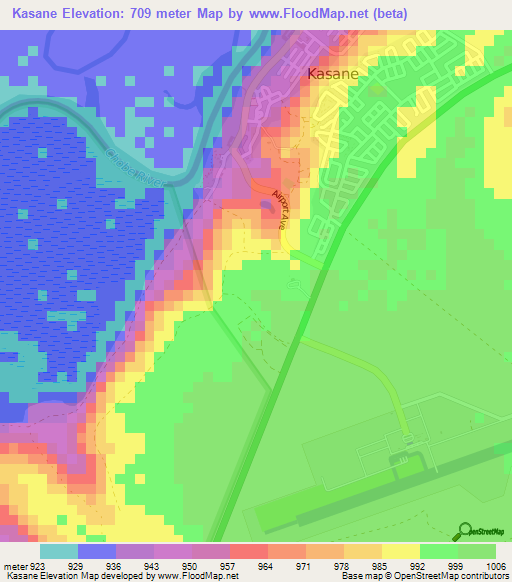 Kasane,Botswana Elevation Map