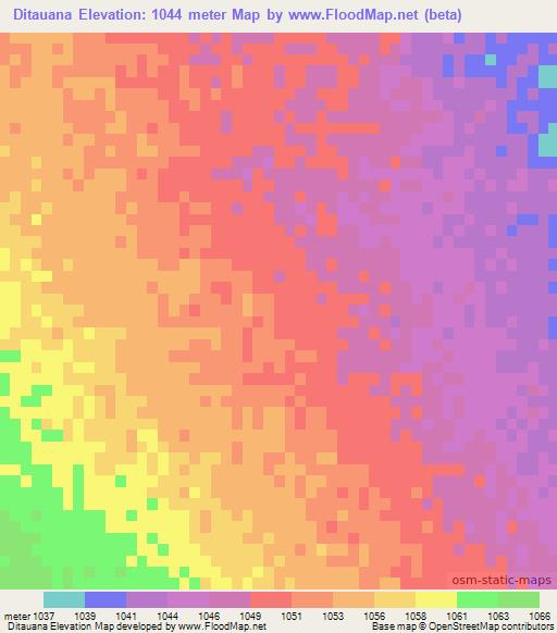Ditauana,Botswana Elevation Map