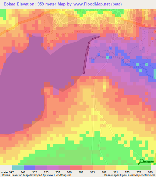 Bokaa,Botswana Elevation Map