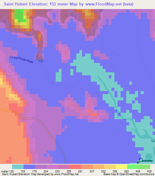 Saint Hubert,Mauritius Elevation Map