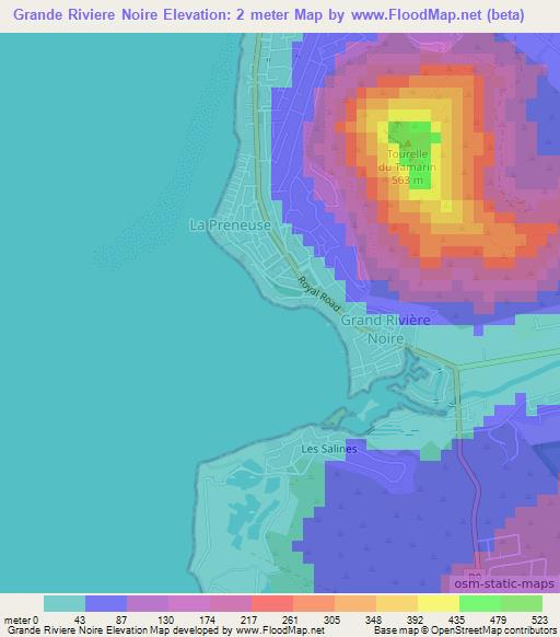 Elevation of Grande Riviere Noire,Mauritius Elevation Map, Topography
