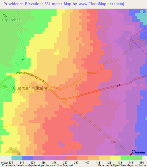 Providence,Mauritius Elevation Map