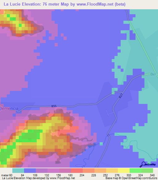 La Lucie,Mauritius Elevation Map