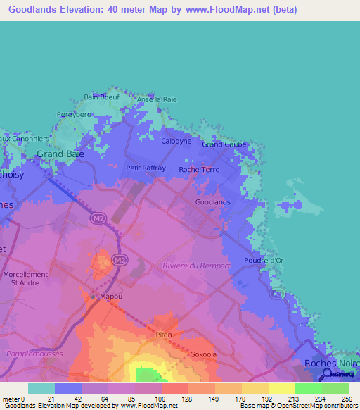 Elevation of Goodlands,Mauritius Elevation Map, Topography, Contour