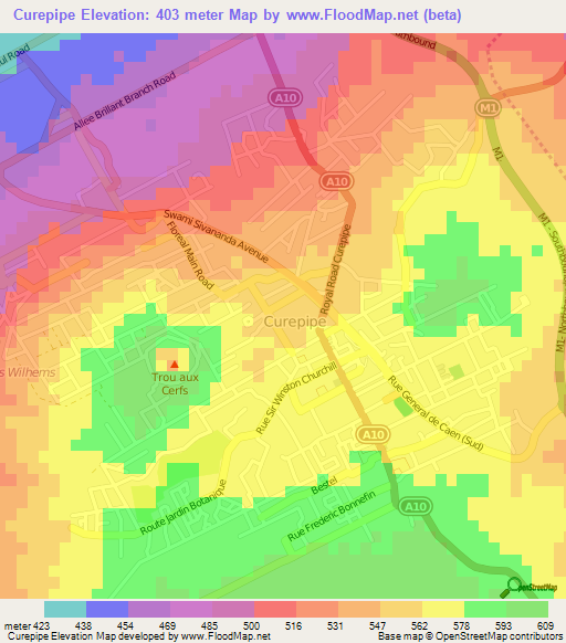 Curepipe,Mauritius Elevation Map