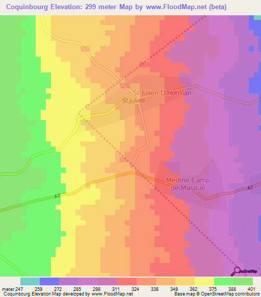 Coquinbourg,Mauritius Elevation Map