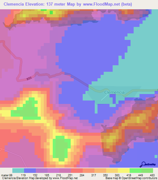 Clemencia,Mauritius Elevation Map
