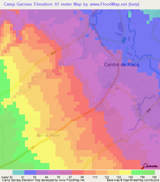 Camp Garreau,Mauritius Elevation Map
