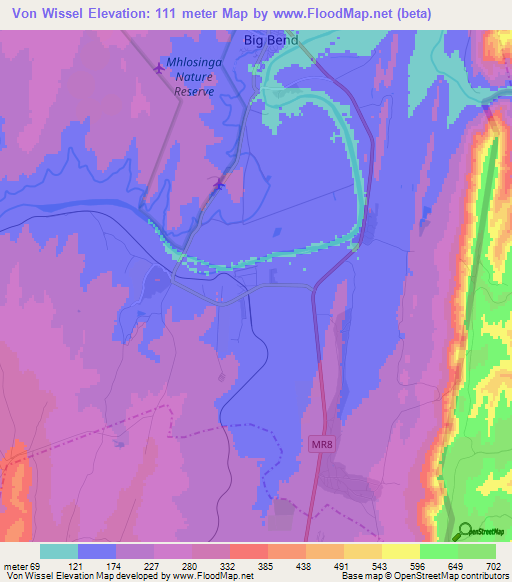 Von Wissel,Swaziland Elevation Map