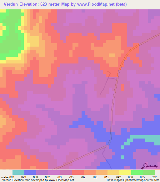 Verdun,Swaziland Elevation Map