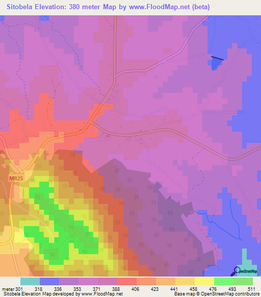 Sitobela,Swaziland Elevation Map